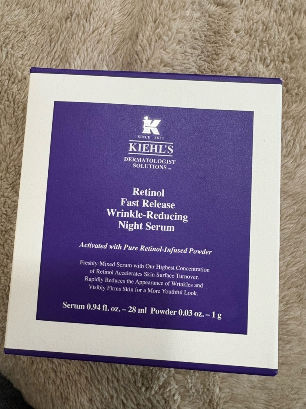 Kiehl's Retinol Fast Release Wrinkle-Reducing Night Serum - Purple and White